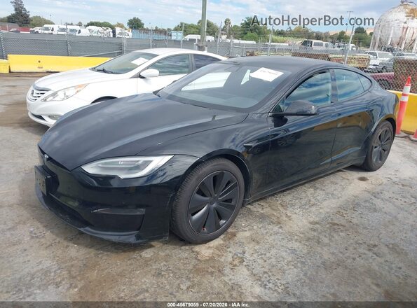 5YJSA1E54MF428239 2021 TESLA MODEL S Black წინა მარცხენა ხედი სამი მეოთხედიდან