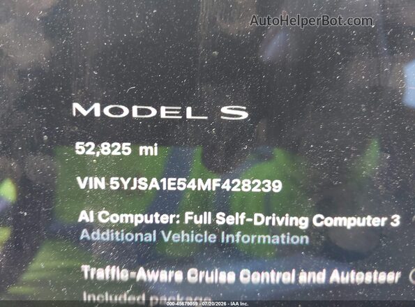 5YJSA1E54MF428239 2021 TESLA MODEL S Black 