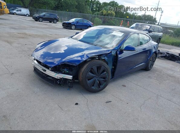 5YJSA1E54PF500660 2023 TESLA MODEL S Blue Առջևի ձախ երեք քառորդ տեսարան