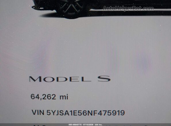 5YJSA1E56NF475919 2022 TESLA MODEL S Black Vista de los asientos traseros