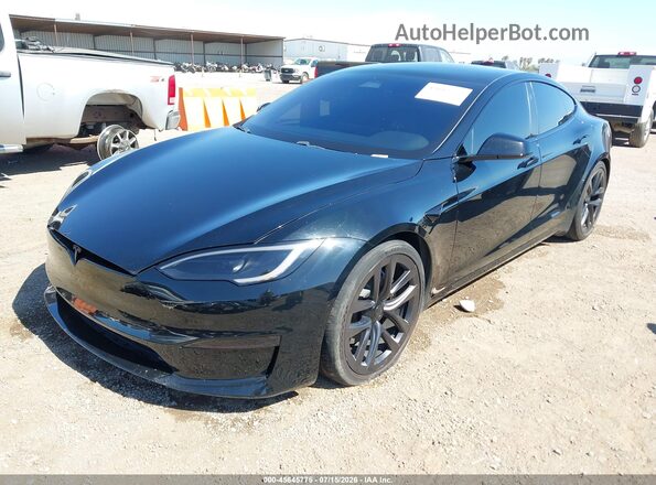 5YJSA1E56NF475919 2022 TESLA MODEL S Black Vista tres cuartos delantera izquierda