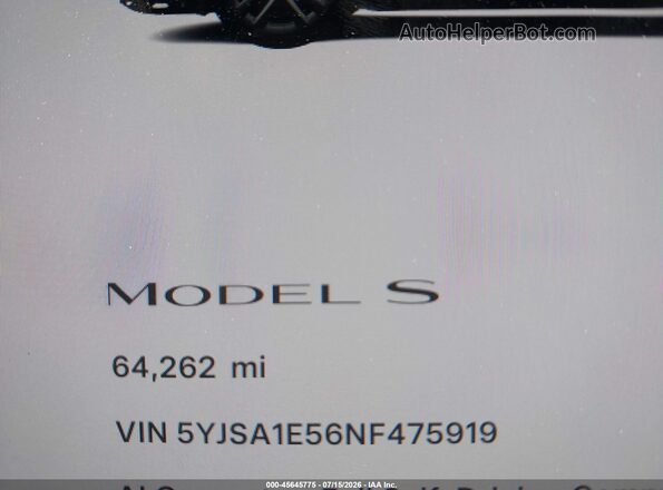 5YJSA1E56NF475919 2022 TESLA MODEL S Black 