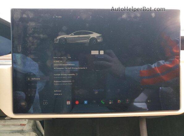5YJSA1E56NF483003 2022 TESLA MODEL White ხელსაწყოთა პანელის ხედი