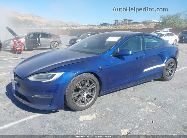 5YJSA1E58MF428471 2021 TESLA MODEL S Синий Передняя левая четверть