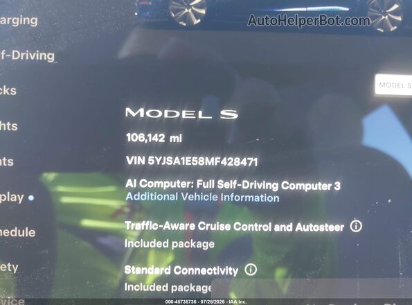 5YJSA1E58MF428471 2021 TESLA MODEL S Синий 