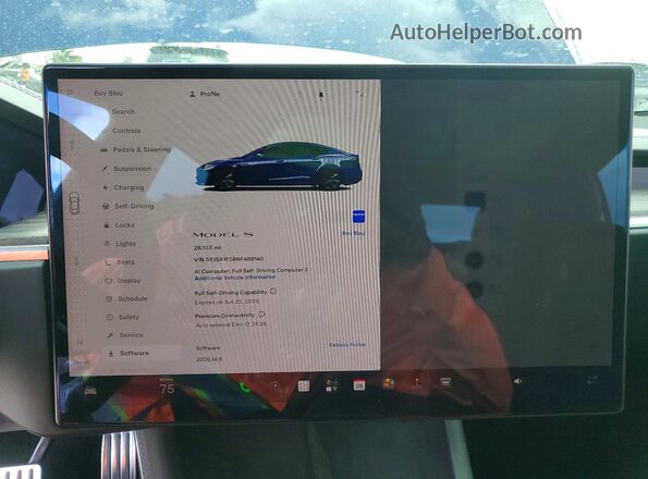 5YJSA1E58NF488140 2022 TESLA MODEL Синий Вид щитка приборов