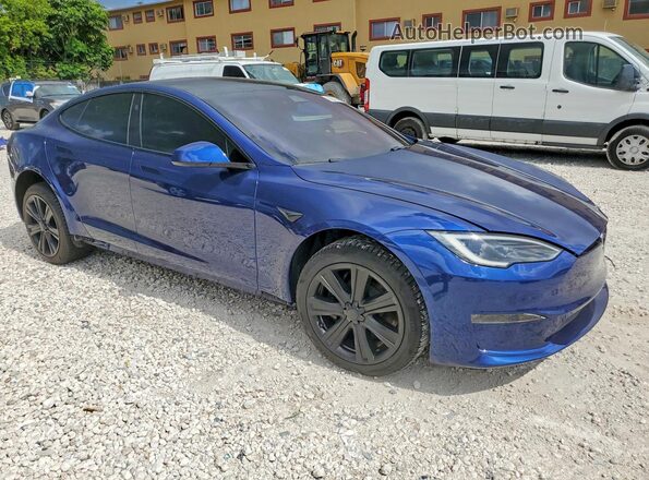 5YJSA1E58NF488140 2022 TESLA MODEL Синий Передняя правая четверть