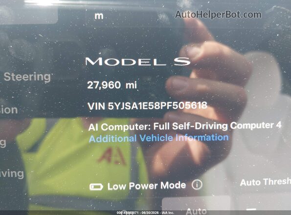 5YJSA1E58PF505618 2023 TESLA MODEL S White 