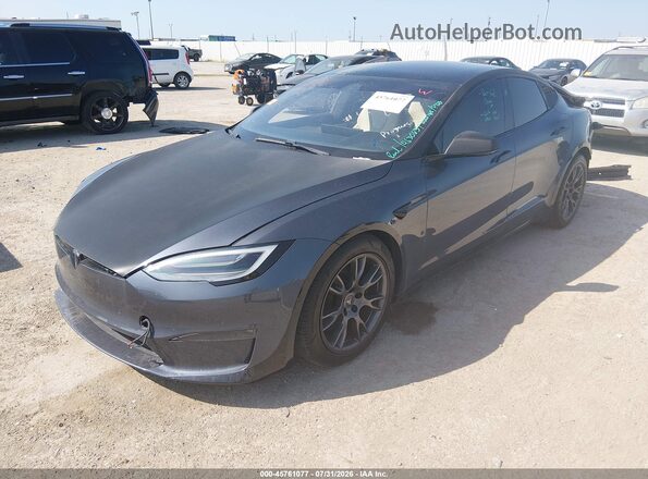5YJSA1E60NF463063 2022 TESLA MODEL S Gray Vista tres cuartos delantera izquierda