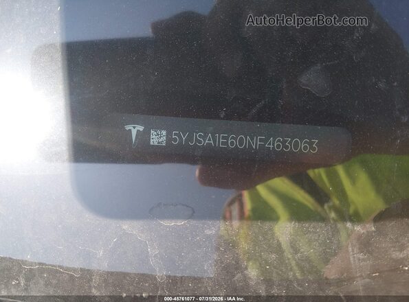 5YJSA1E60NF463063 2022 TESLA MODEL S Gray Vista del compartimento del motor
