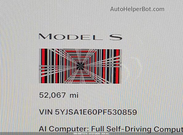 5YJSA1E60PF530859 2023 TESLA MODEL S Черный 
