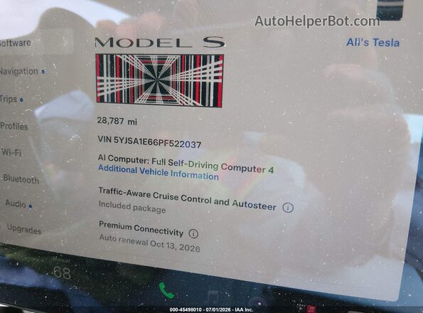5YJSA1E66PF522037 2023 TESLA MODEL S Серый 