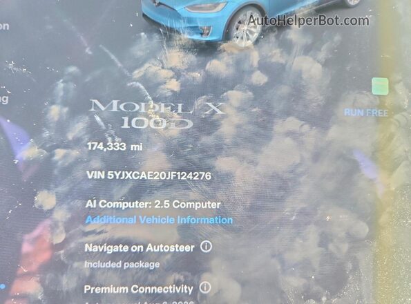 5YJXCAE20JF124276 2018 TESLA MODEL White Vista del cuadro de instrumentos