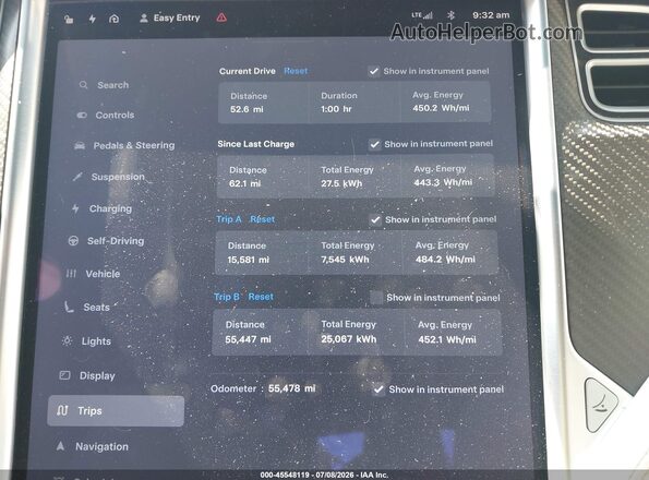 5YJXCAE4XGFS00791 2016 TESLA MODEL X Blue Rear seats view