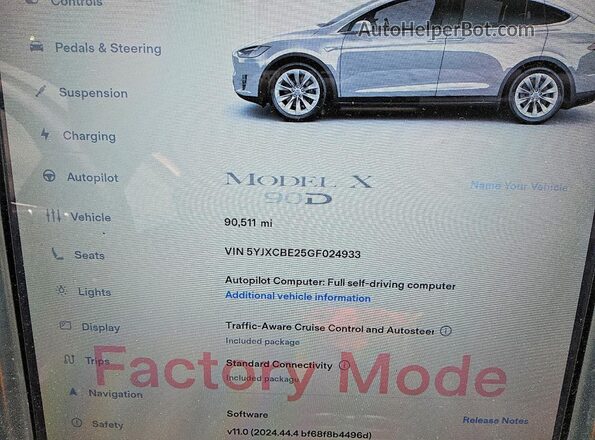5YJXCBE25GF024933 2016 TESLA MODEL Silver Вид щитка приладів