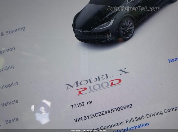 5YJXCBE44JF106662 2018 TESLA MODEL X Black Հետևի նստատեղերի տեսք