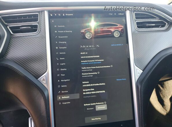 5YJXCBE46GFS00289 2016 TESLA MODEL Red Սարքավորումների վահանակի տեսք