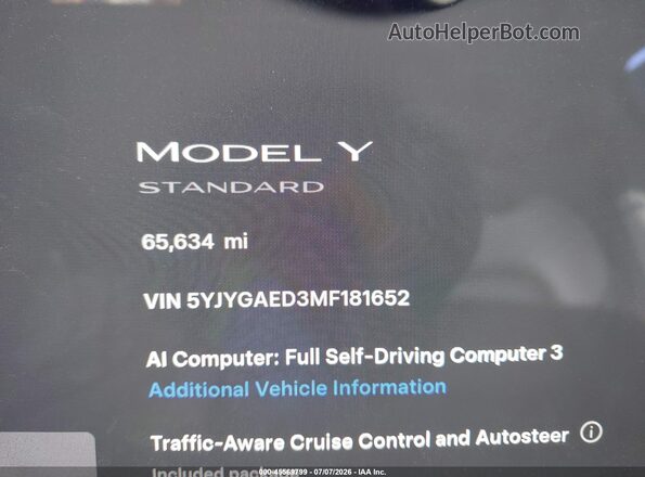 5YJYGAED3MF181652 2021 TESLA MODEL Y Gray 
