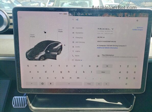 5YJYGAEE0MF146298 2021 TESLA MODEL Gray Widok zestawu wskaźników