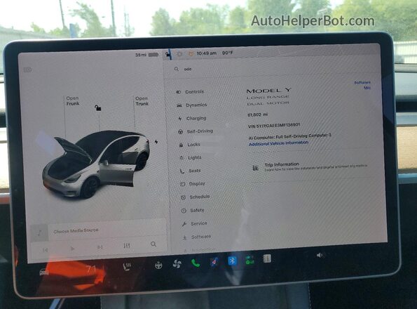 5YJYGAEE3MF136901 2021 TESLA MODEL Белый Вид щитка приборов