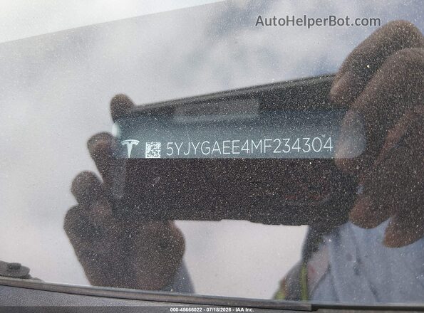 5YJYGAEE4MF234304 2021 TESLA MODEL Y Белый Вид подкапотного пространства