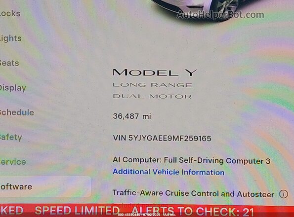5YJYGAEE9MF259165 2021 TESLA MODEL Y Белый Вид задних сидений