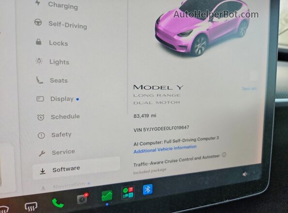 5YJYGDEE0LF019647 2020 TESLA MODEL White Vista del cuadro de instrumentos