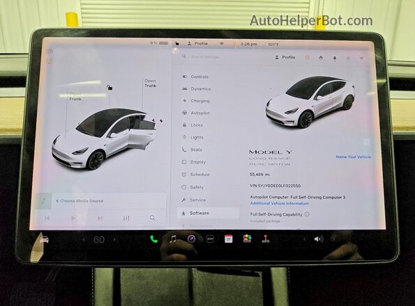 5YJYGDEE0LF022550 2020 TESLA MODEL Green ხელსაწყოთა პანელის ხედი