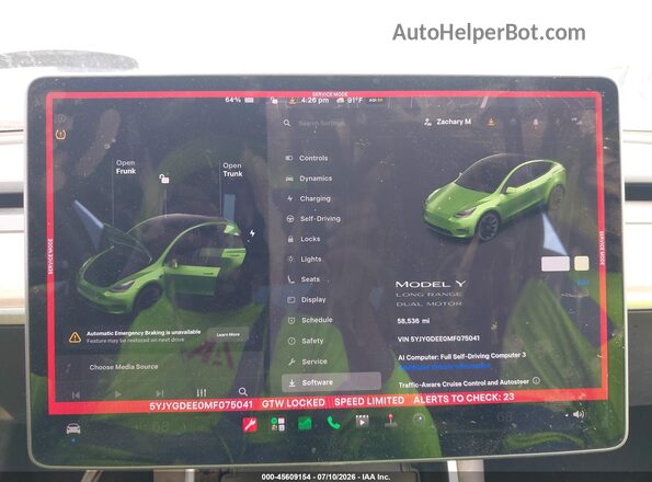 5YJYGDEE0MF075041 2021 TESLA MODEL Y Белый Вид задних сидений