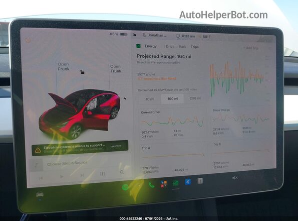 5YJYGDEE0MF299023 2021 TESLA MODEL Y White Widok tylnych siedzeń