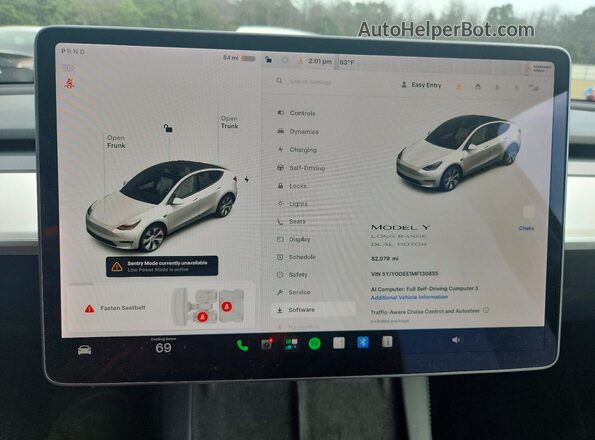 5YJYGDEE1MF130855 2021 TESLA MODEL White Vista del cuadro de instrumentos