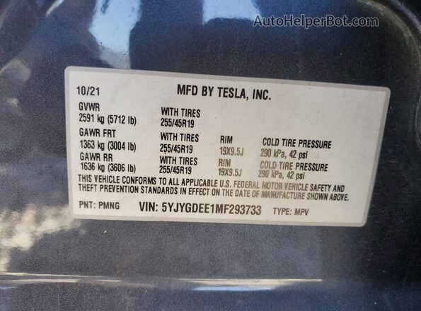 5YJYGDEE1MF293733 2021 TESLA MODEL Two Tone Vista del compartimento del motor