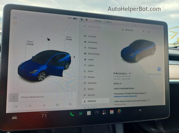 5YJYGDEE2MF161502 2021 TESLA MODEL Blue Vista del cuadro de instrumentos