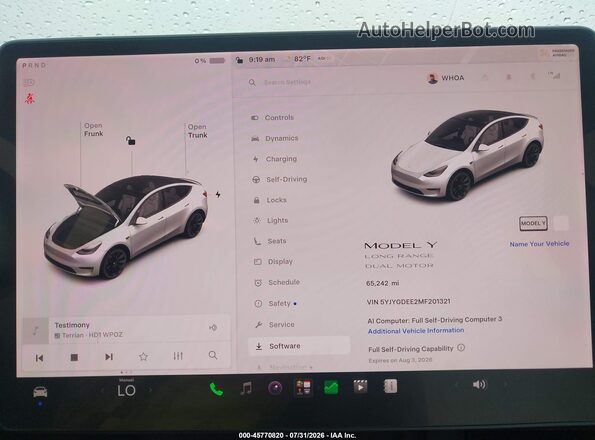 5YJYGDEE2MF201321 2021 TESLA MODEL Y Белый Вид задних сидений