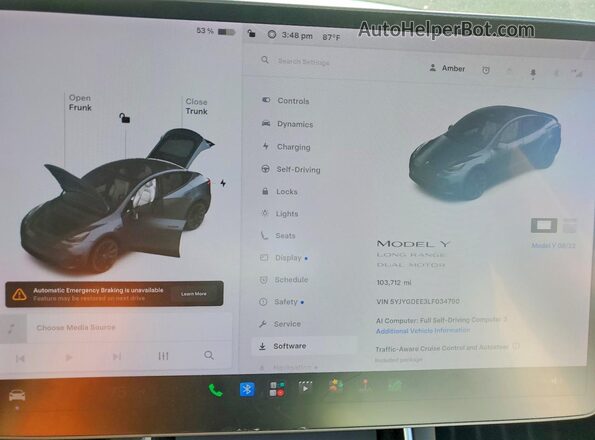 5YJYGDEE3LF034790 2020 TESLA MODEL Gray Вид щитка приладів