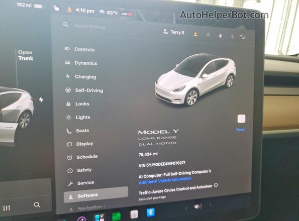 5YJYGDEE4MF078217 2021 TESLA MODEL Белый Вид щитка приборов