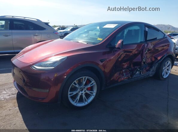 5YJYGDEE4MF087290 2021 TESLA MODEL Y Maroon Front view