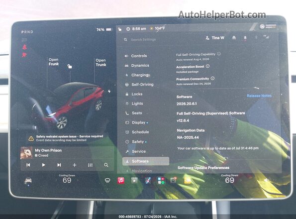 5YJYGDEE4MF087290 2021 TESLA MODEL Y Maroon 
