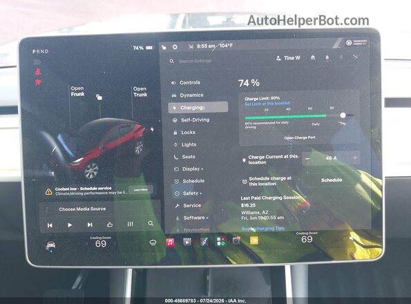 5YJYGDEE4MF087290 2021 TESLA MODEL Y Maroon 