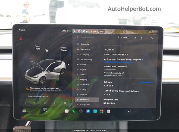 5YJYGDEE4MF287411 2021 TESLA MODEL Y White Vista de los asientos traseros