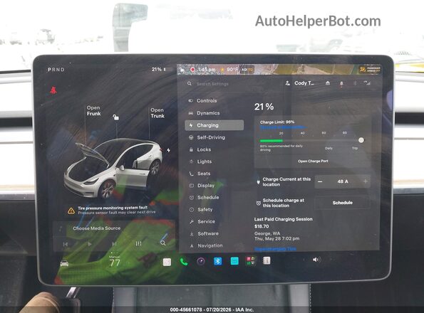 5YJYGDEE4MF287411 2021 TESLA MODEL Y White 