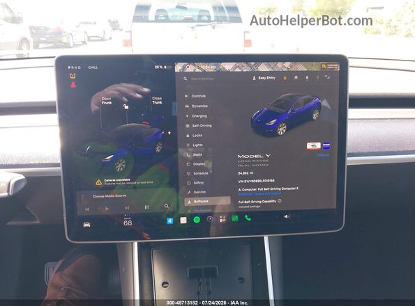 5YJYGDEE5LF015156 2020 TESLA MODEL Y Blue უკანა სავარძლების ხედი