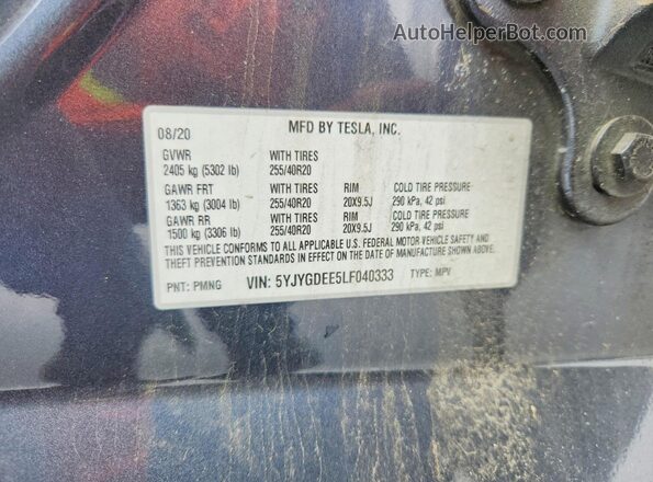 5YJYGDEE5LF040333 2020 TESLA MODEL Серый Вид подкапотного пространства