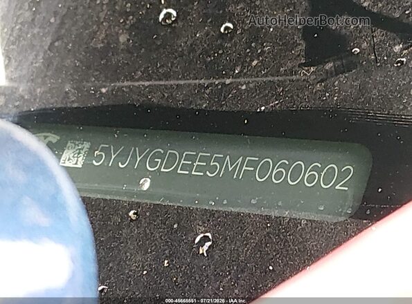 5YJYGDEE5MF060602 2021 TESLA MODEL Y Blue Вид підкапотного простору