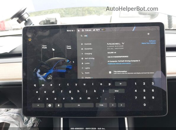 5YJYGDEE5MF060602 2021 TESLA MODEL Y Blue Вид задніх сидінь
