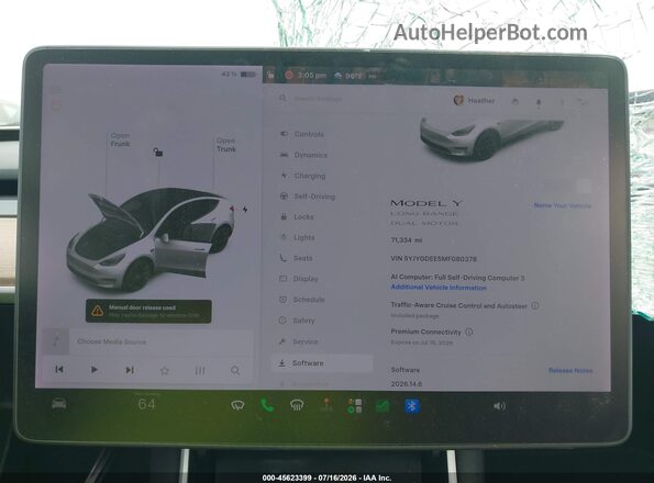 5YJYGDEE5MF080378 2021 TESLA MODEL Y Белый Вид задних сидений