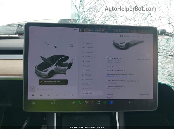 5YJYGDEE5MF080378 2021 TESLA MODEL Y Белый 