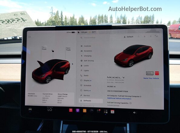 5YJYGDEE5MF117509 2021 TESLA MODEL Y Red Հետևի նստատեղերի տեսք