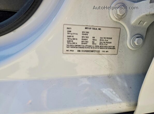 5YJYGDEE5MF271153 2021 TESLA MODEL White Vista del compartimento del motor