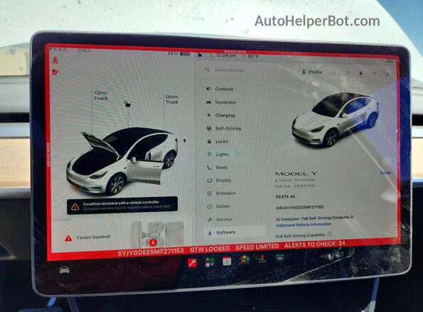 5YJYGDEE5MF271153 2021 TESLA MODEL White Vista del cuadro de instrumentos